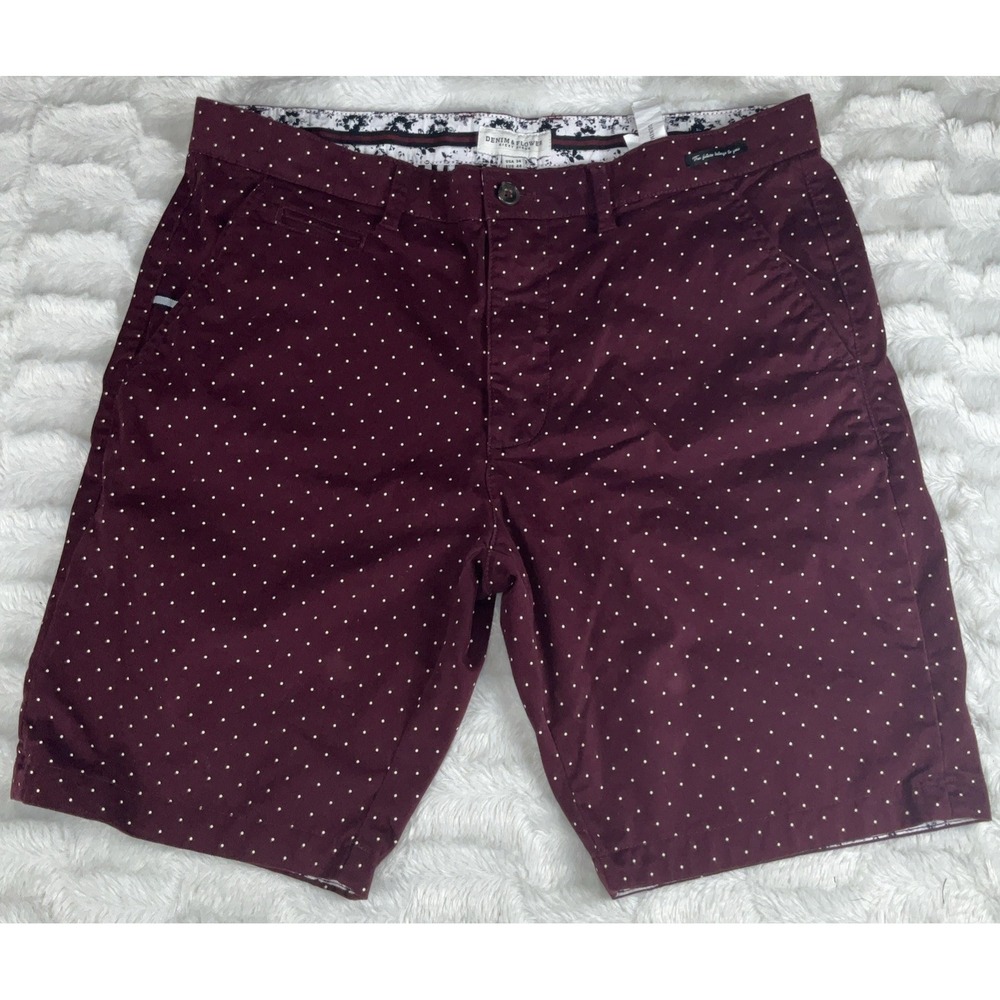 Denim & Flower Ricky Singh Men's 34 Shorts Red Wine Chino Golf Dress Casual
